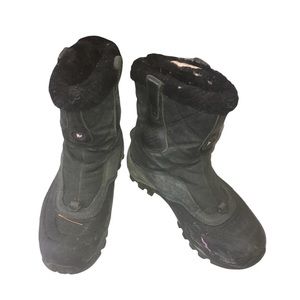 Merrell Winter Boots Black Gray Leather Waterproof Pull On Women Size 5.5